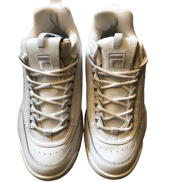 Fila Women’s Disruptor 2 Premium Triple White Sneakers Size 8.5 - Picture 2 of 6